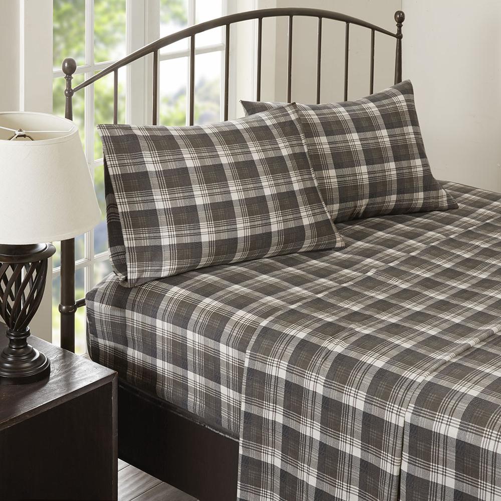 Flannel Sheet Set, Brown Plaid color. Picture 4