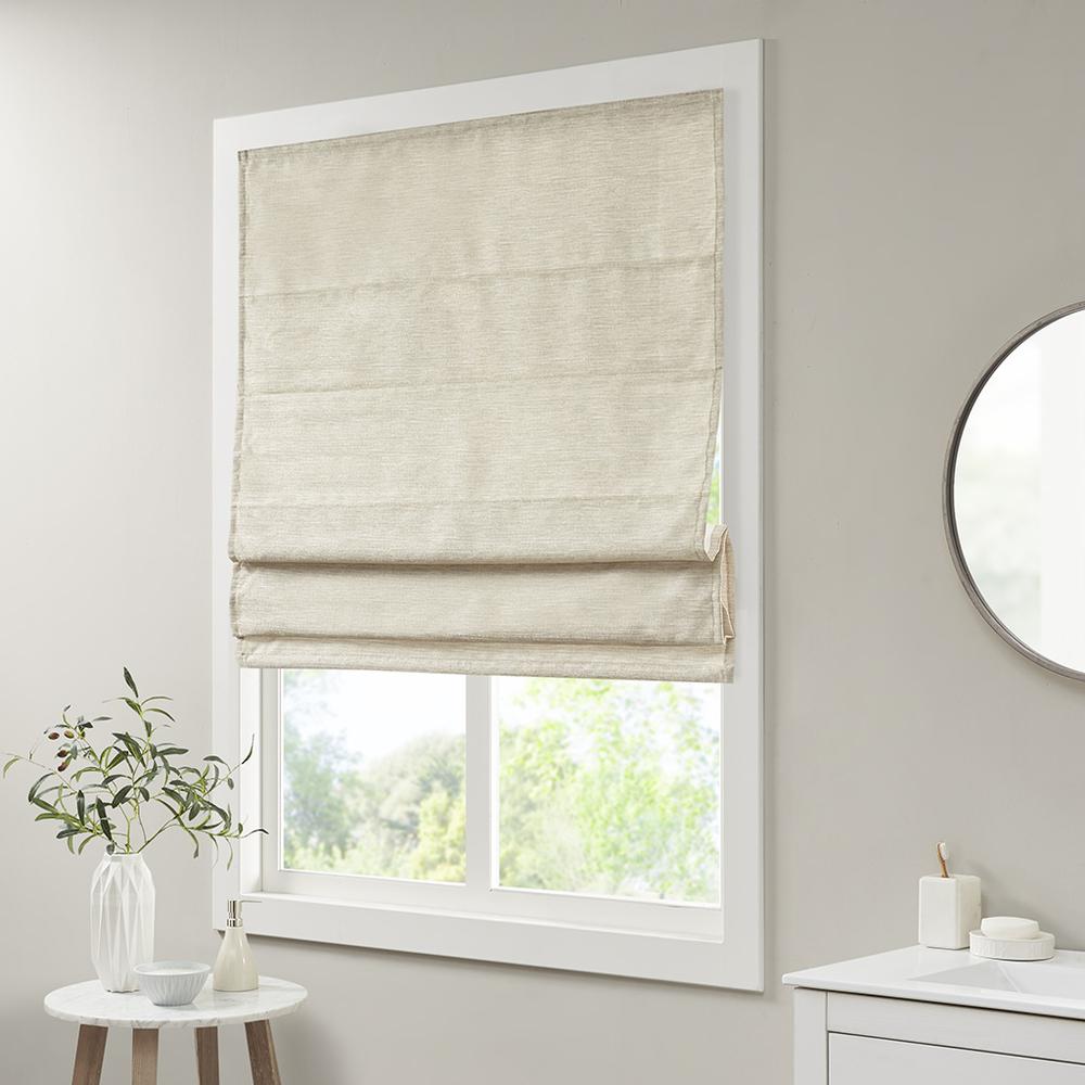 Printed Faux Silk Room Darkening Cordless Roman Shade. Picture 5
