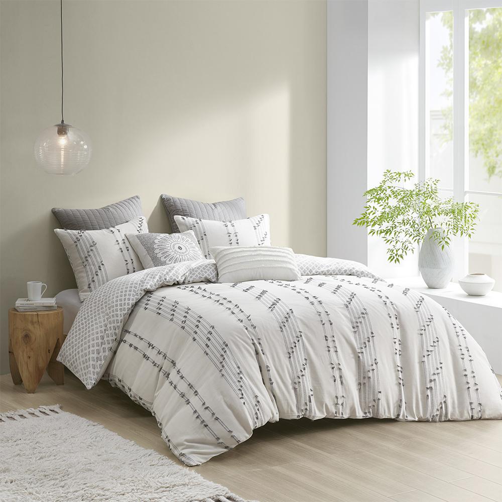 3 Piece Cotton Jacquard Duvet Cover Set. Picture 4
