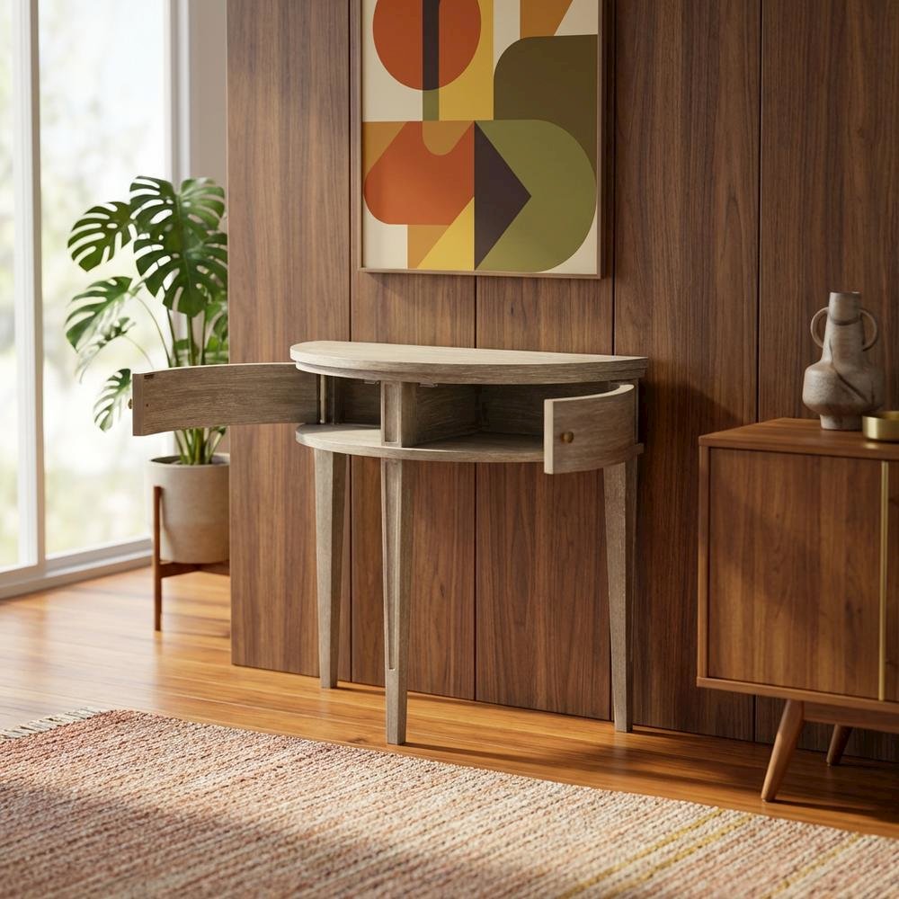 Wooden Storage Console Table with Flat Top and Open Shelf. Picture 3