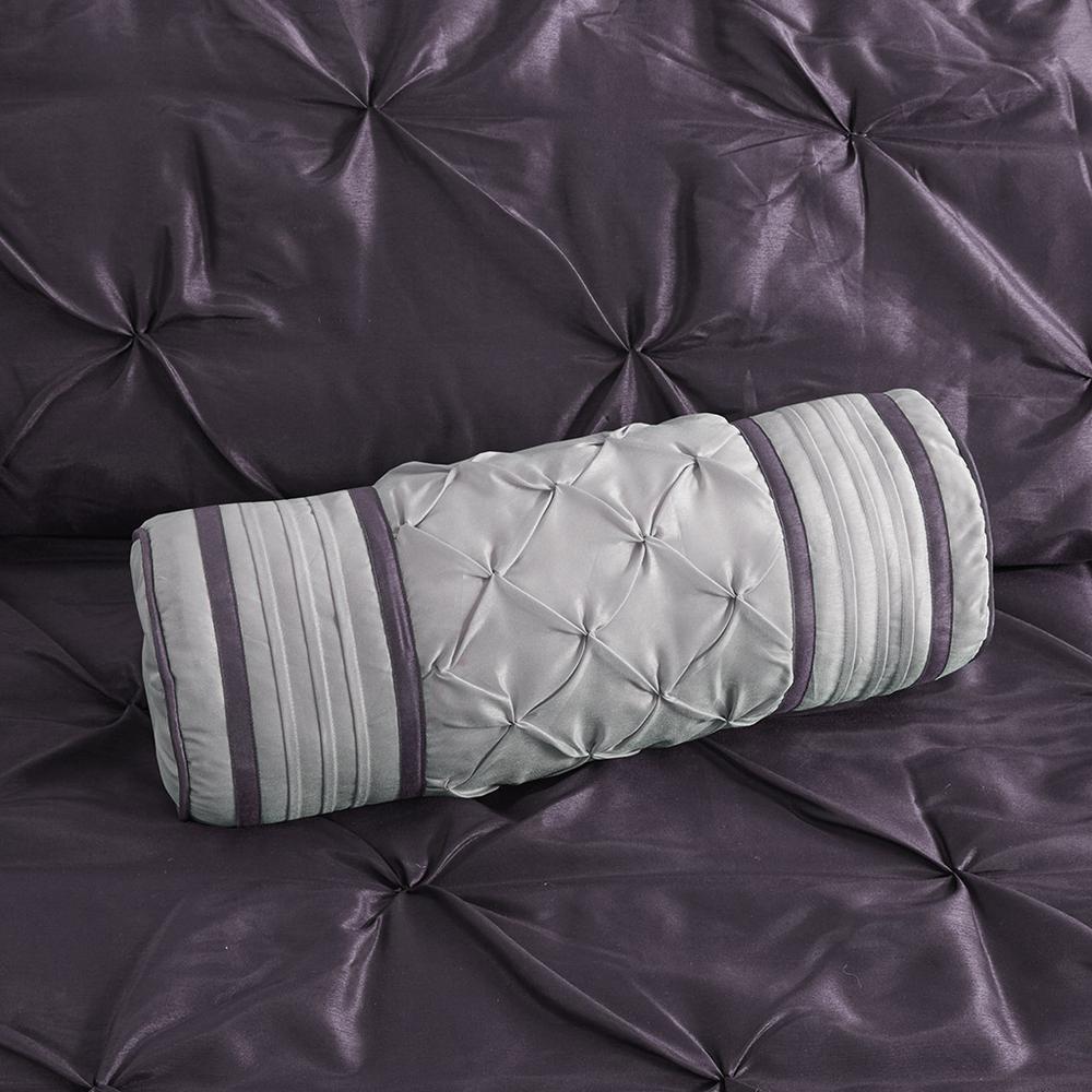Laurel 7 Piece Tufted Comforter Set, Plum color. Picture 1