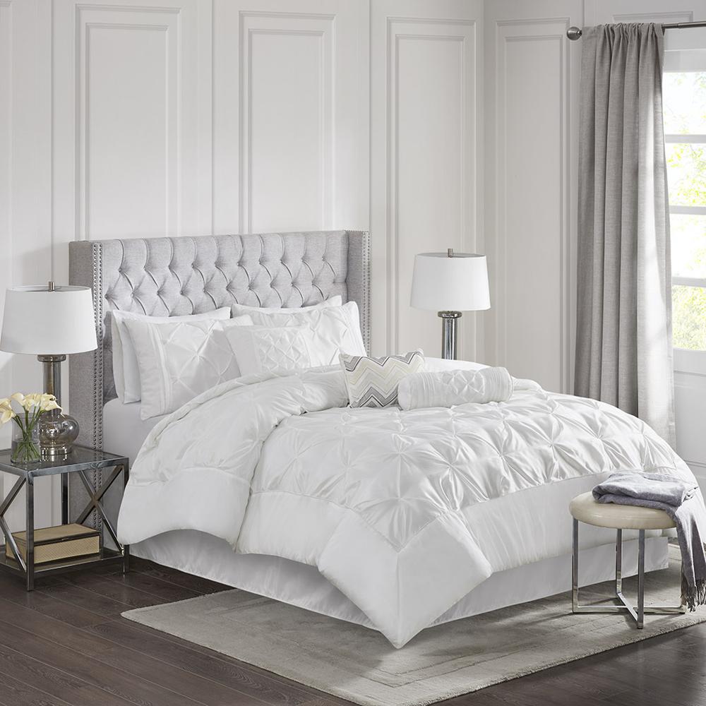 Laurel 7 Piece Tufted Comforter Set, White color. Picture 4