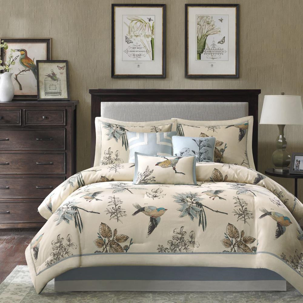 7 Piece Printed Cotton Twill Comforter Set. Picture 2