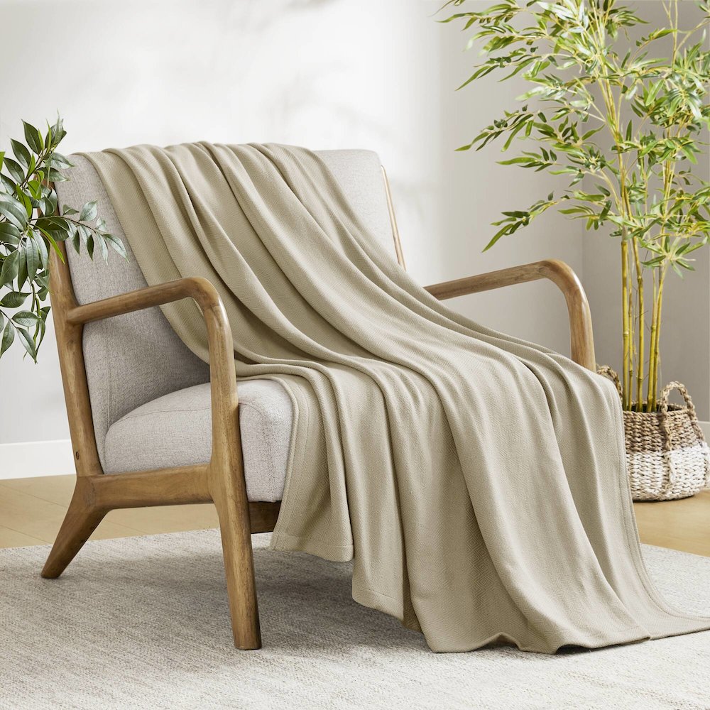 Bamboo Cotton Rayon from Bamboo Cotton Blanket, Khaki color. Picture 3