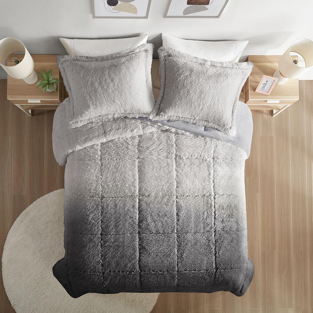 Ombre Shaggy Long Fur Comforter Mini Set. Picture 2