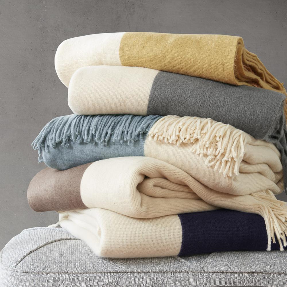 Color Block Faux Cashmere Throw. Picture 1