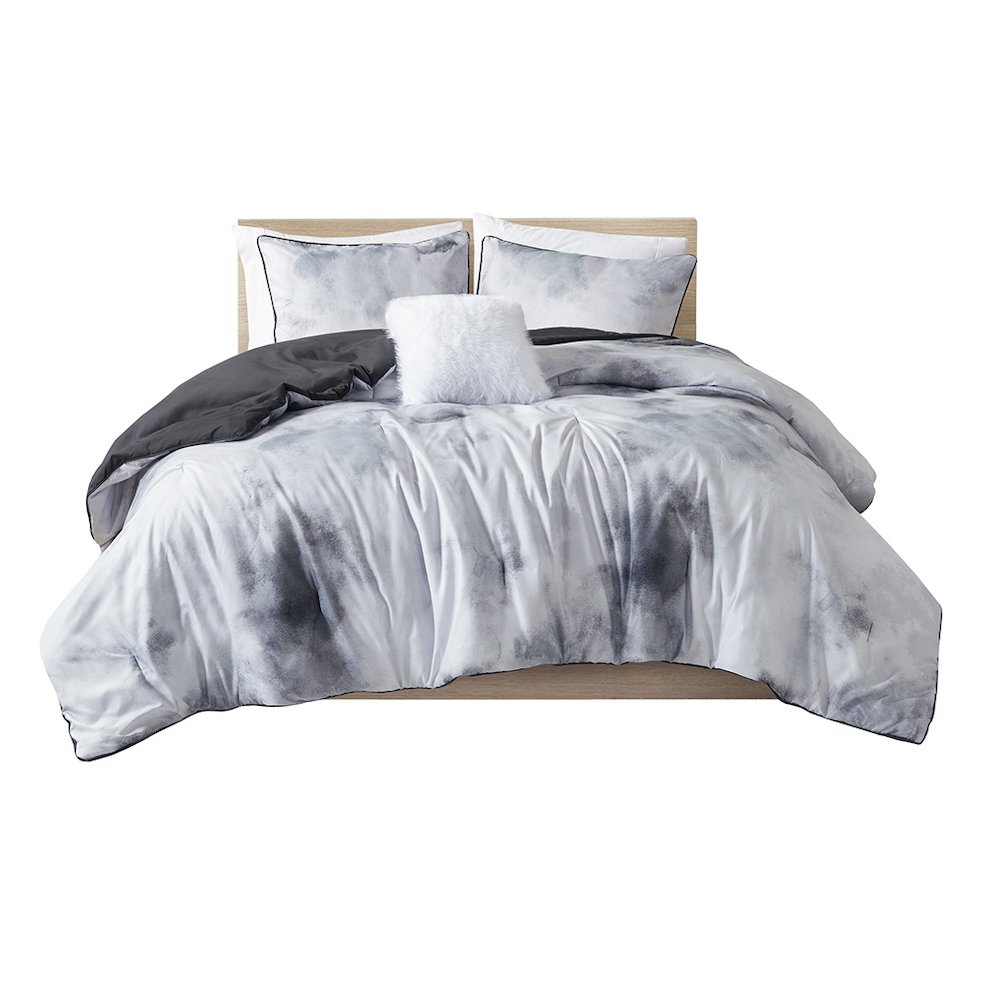 Cassiopeia Watercolor Tie Dye Printed Comforter Set with Throw Pillow. Picture 1