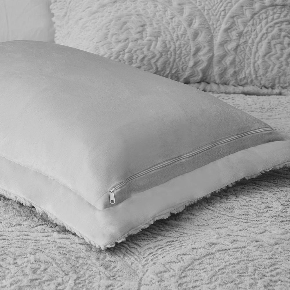 Embroidered Medallion Faux Fur Ultra Plush Comforter Mini Set. Picture 3