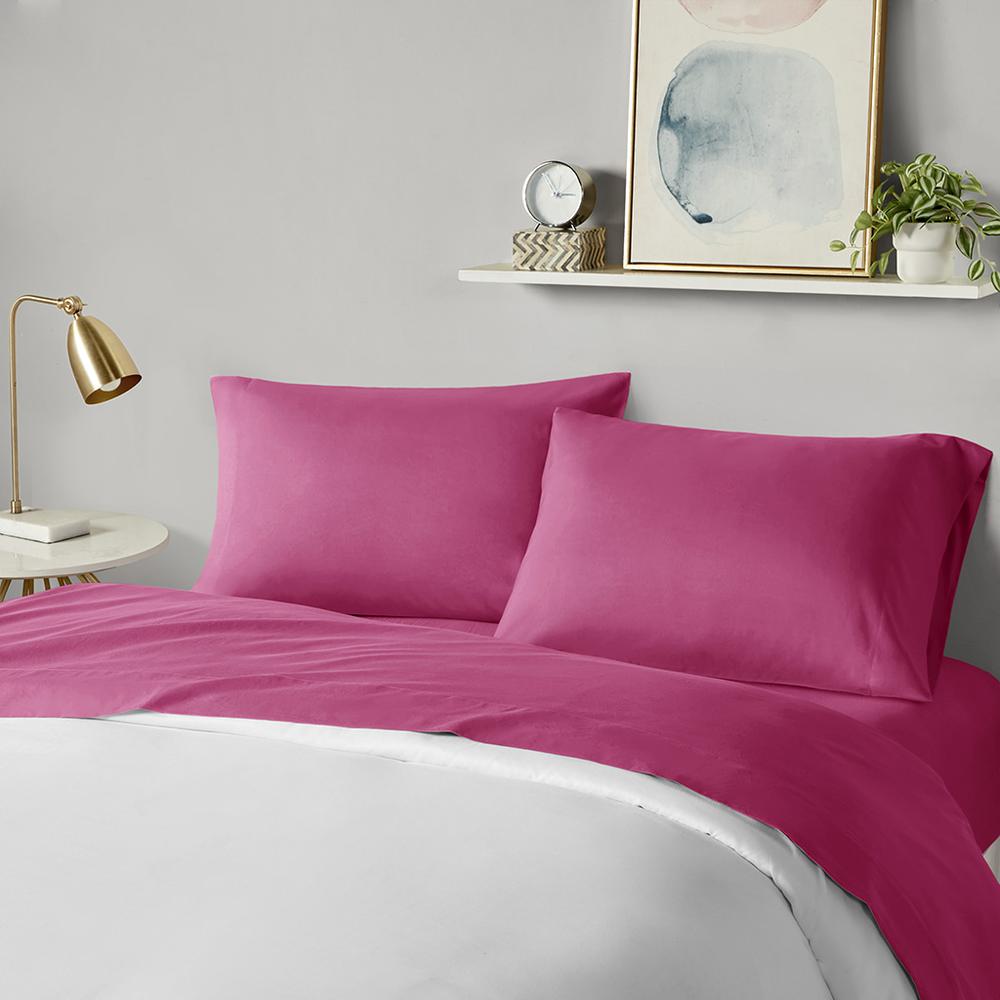 Microfiber All Season Soft Touch Sheet Set, Pink color. Picture 5