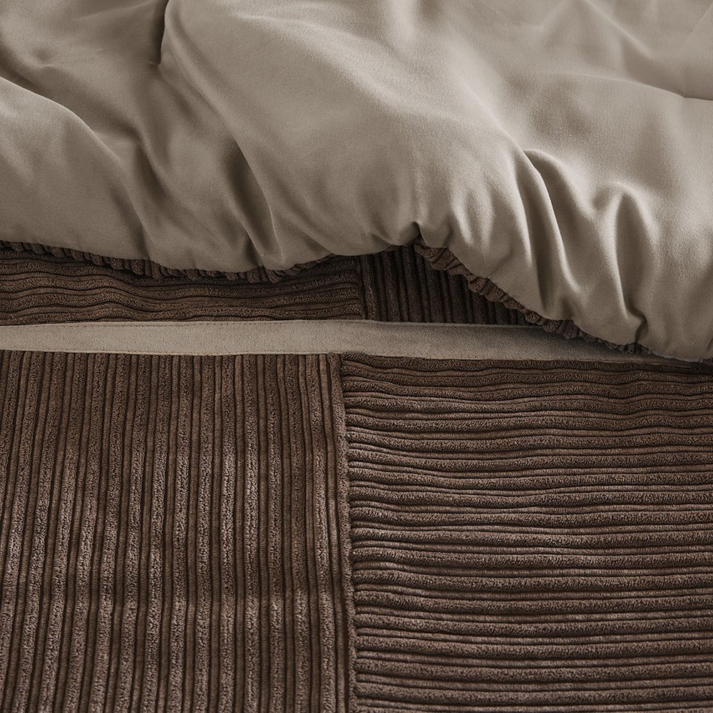 Dallas 7 Piece Micro Corduroy Comforter Set, Brown color. Picture 2