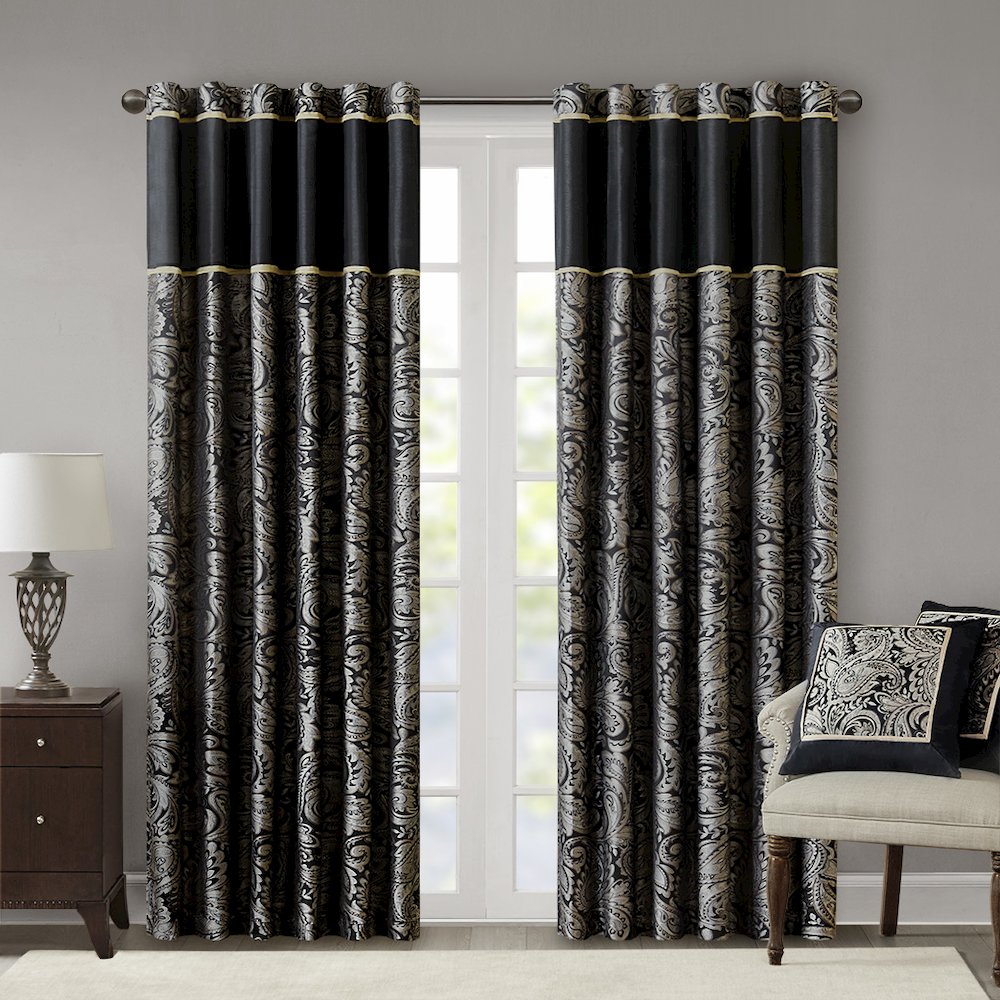 Jacquard Curtain Panel Pair. Picture 1