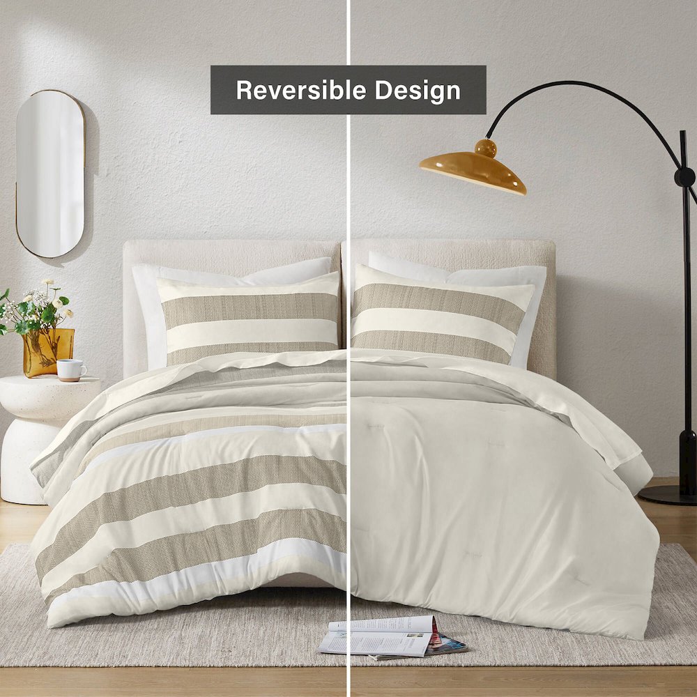 Blais Stripe Textured Print Comforter Set. Picture 5
