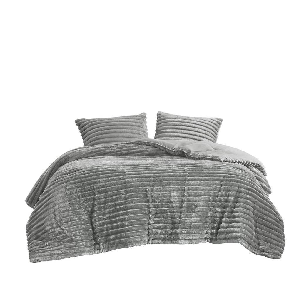 3 Piece Corded Plush Comforter Set. Picture 1