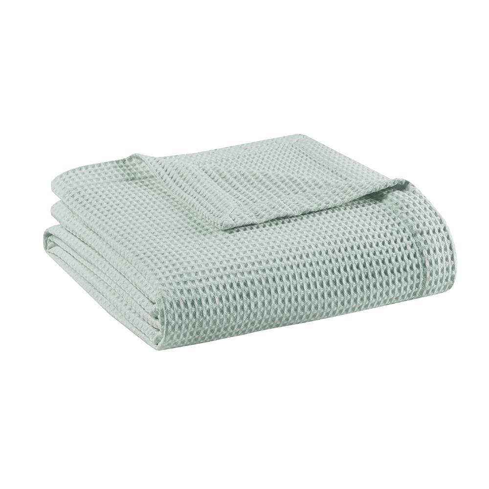 Cotton Waffle Weave Cotton Blanket, Aqua color. Picture 2