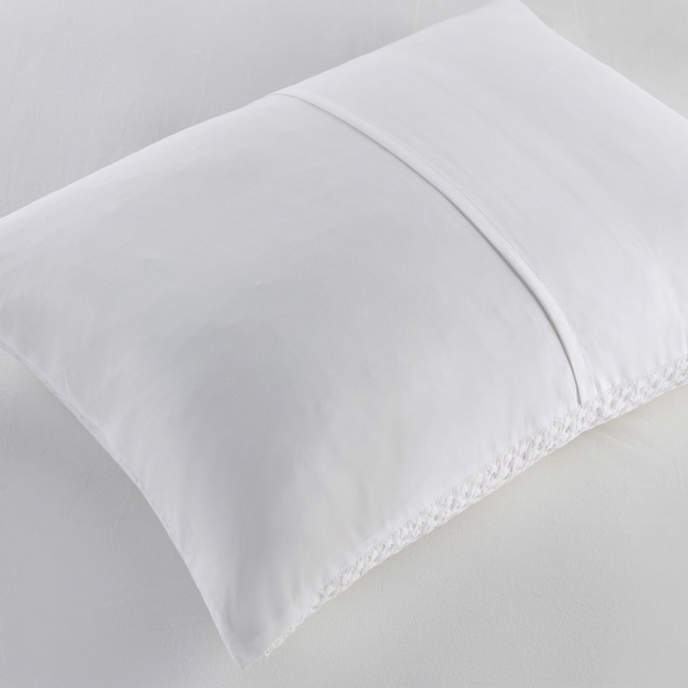 Mina Waffle Weave Textured Duvet Cover Set, White color. Picture 5