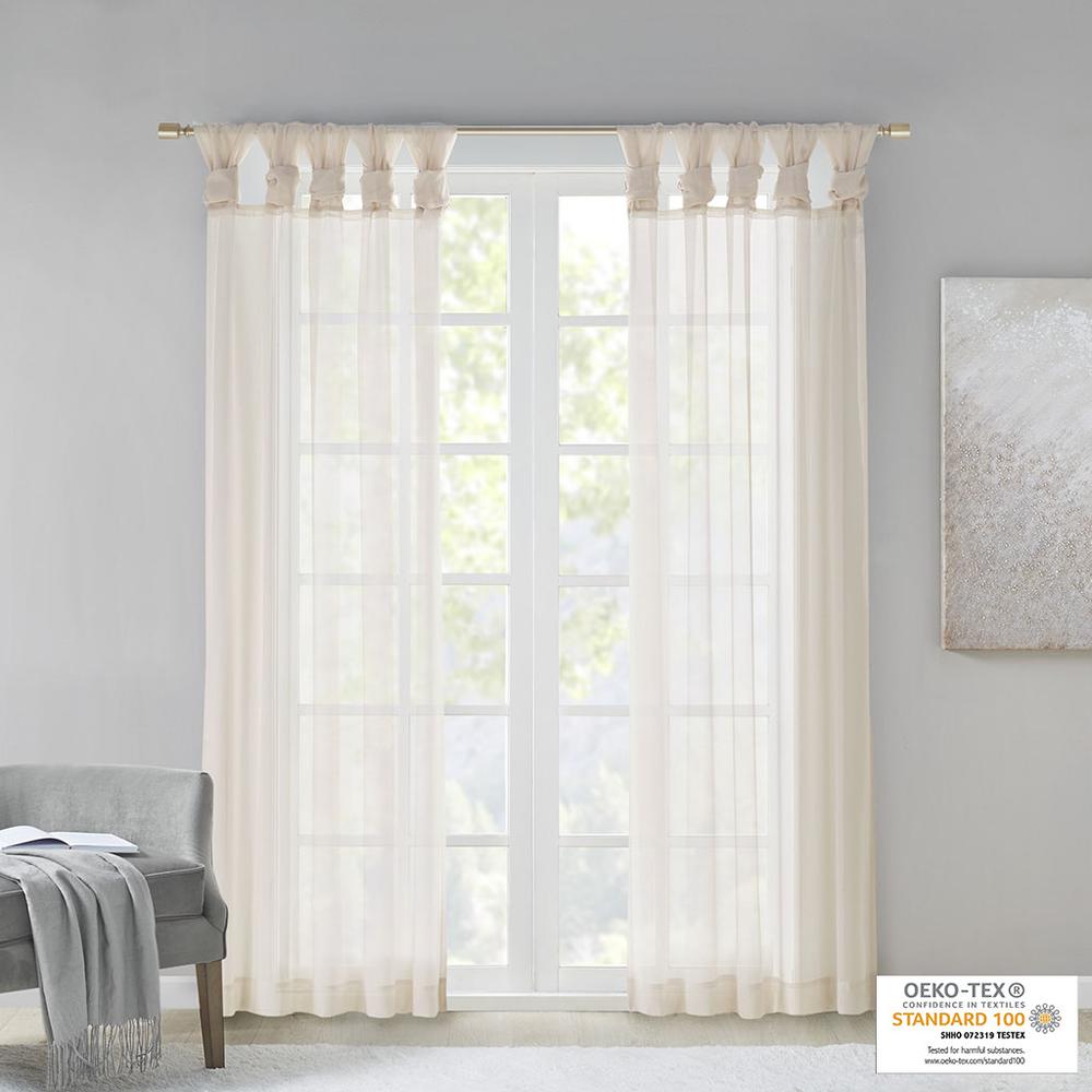 Twisted Tab Voile Sheer Window Pair. Picture 1