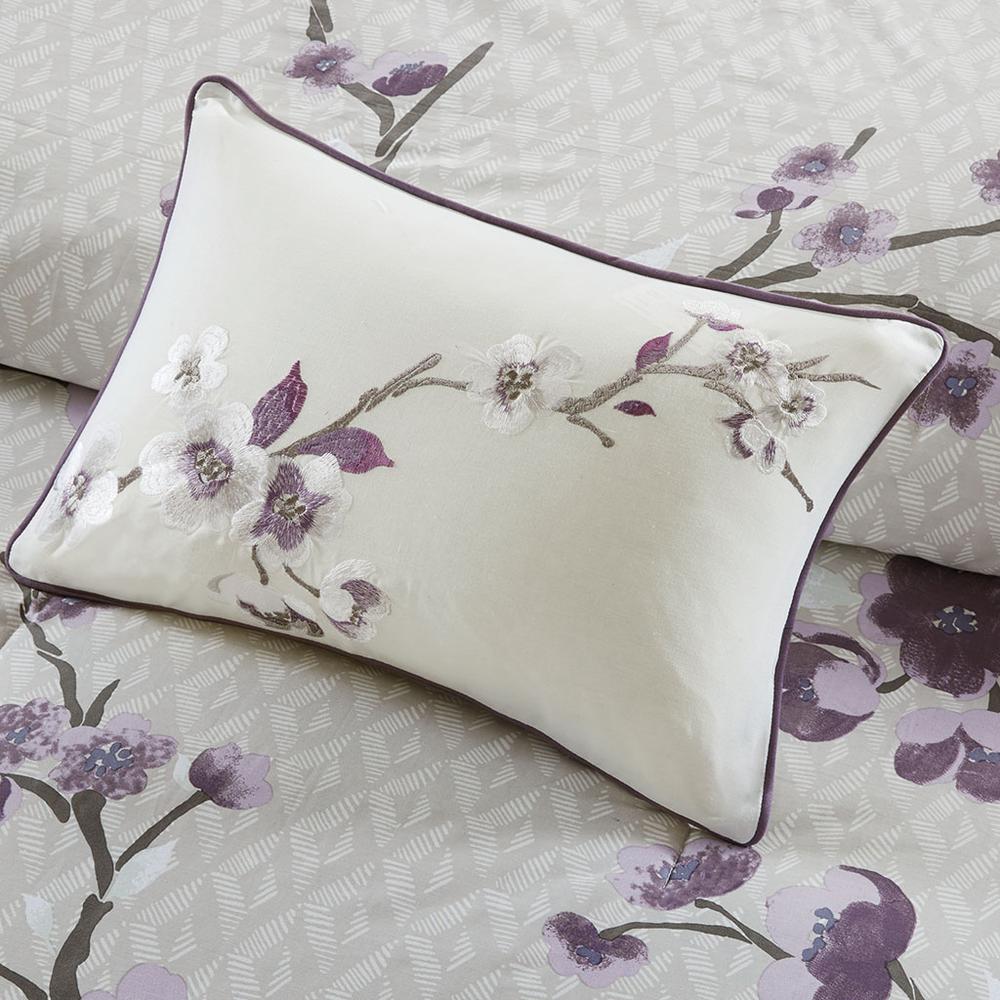 Holly 8 Piece Cotton Comforter Set, Purple/Taupe color. Picture 1