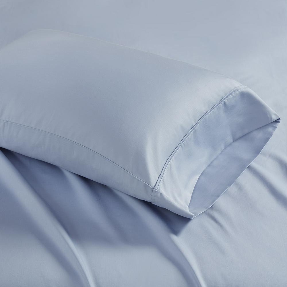 1500 Thread Count Cotton Blend 4 PC Sheet Set, Blue color. Picture 1