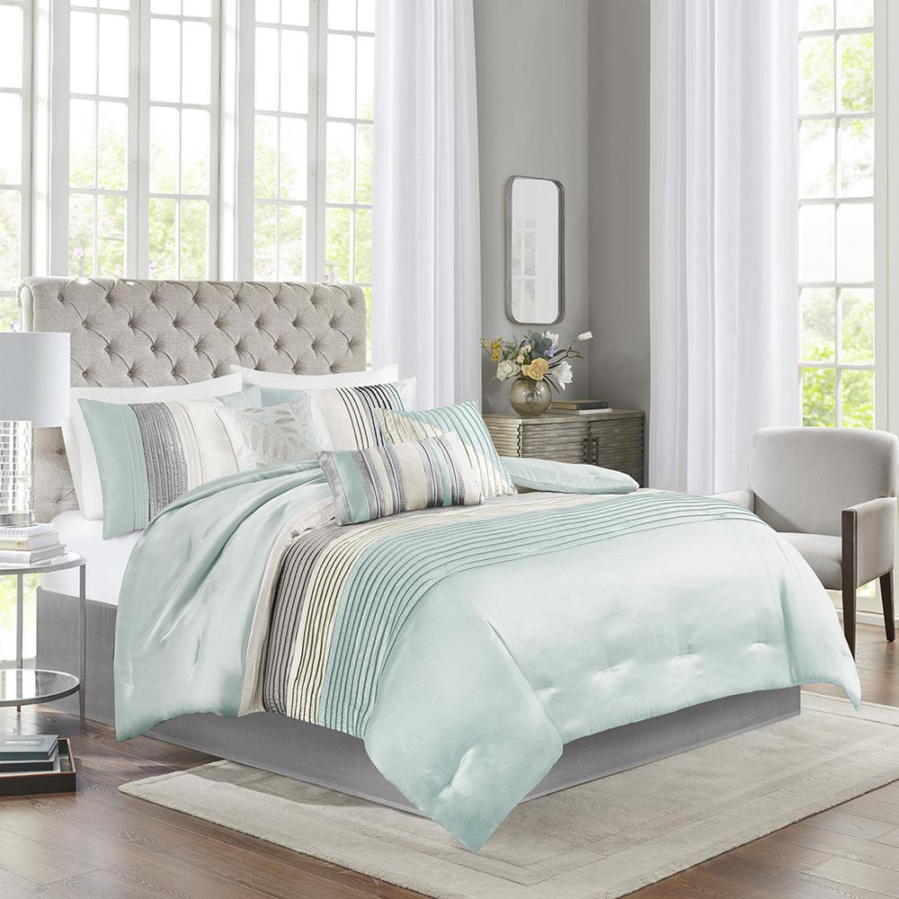 Amherst 7 Piece Comforter Set, Aqua color. Picture 4