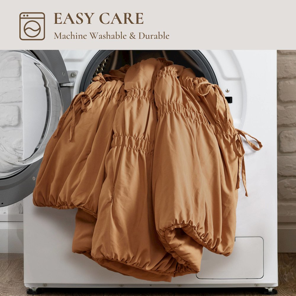 Mia Comforter Set, Brown color. Picture 4
