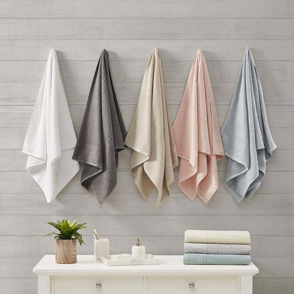 Cotton Waffle Jacquard Antimicrobial Bath Towel 6 Piece Set. Picture 3
