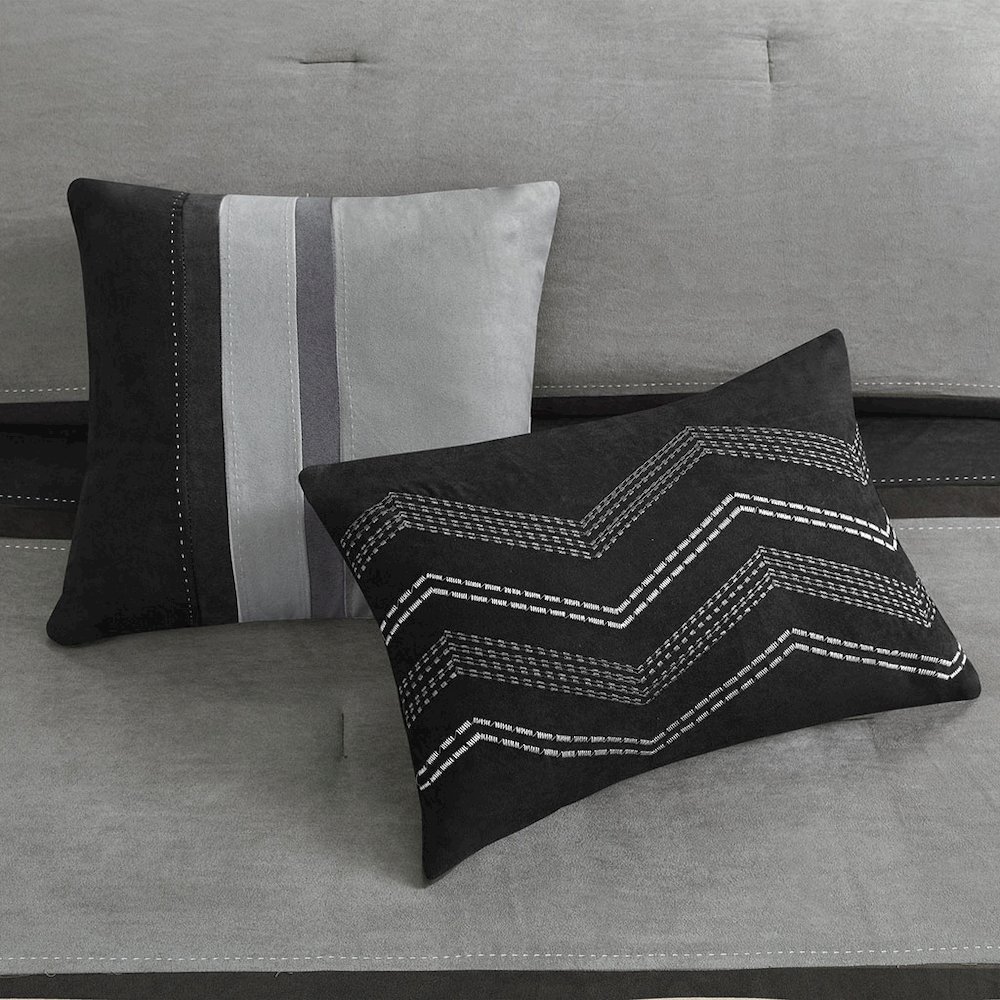 7 Piece Faux Suede Comforter Set. Picture 1