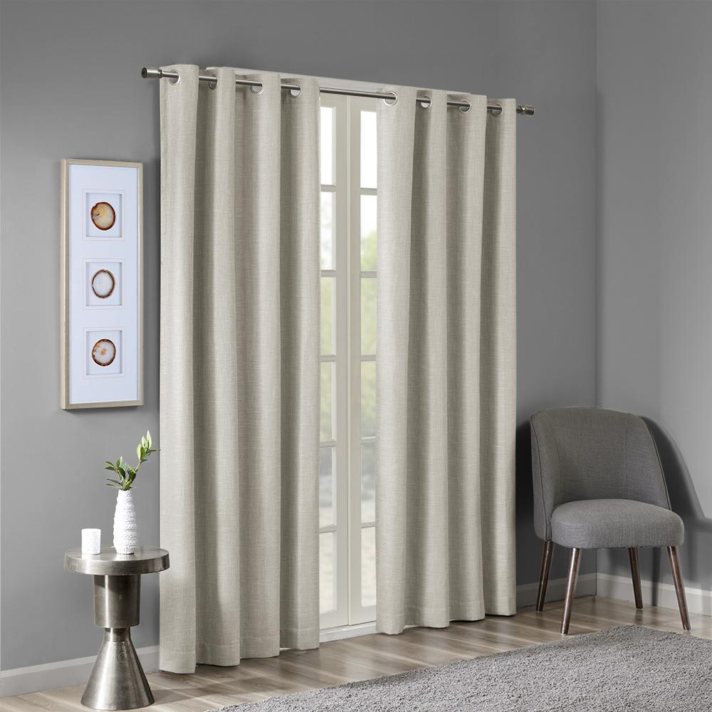 Printed Heathered Blackout Grommet Top Curtain Panel. Picture 3