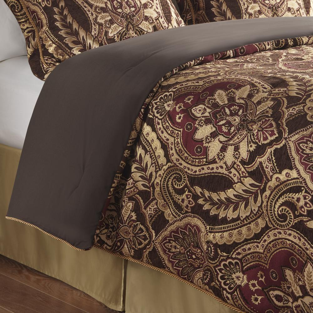 Julius 4 Piece Comforter Set, Burgundy color. Picture 4