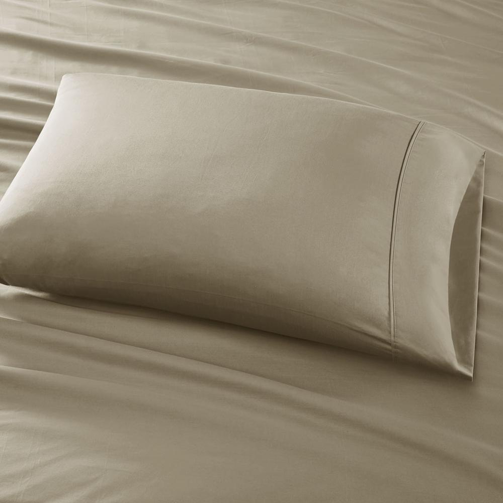 800 Thread Count Cotton Blend Sateen Sheet Set, Khaki color. Picture 5
