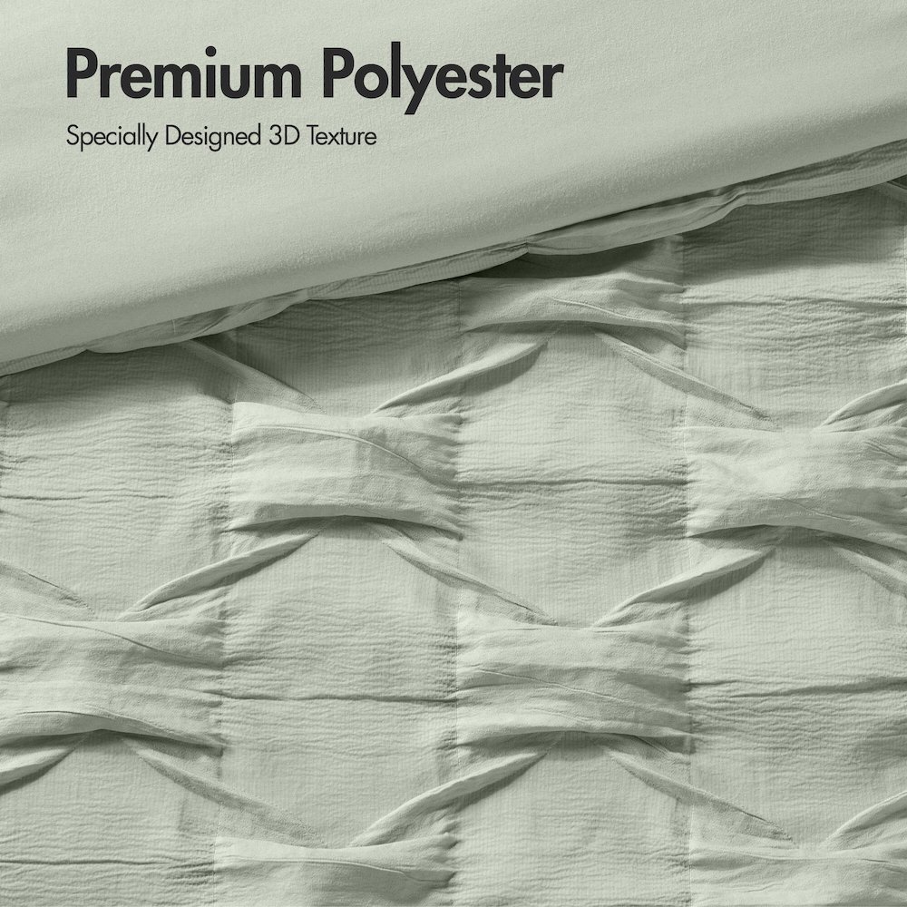 Bailey Diamond Pucker Woven Comforter Set, Green color. Picture 5