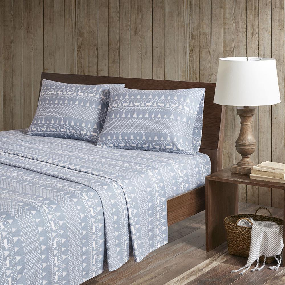 Flannel Sheet Set, Blue Winter Frost color. Picture 4