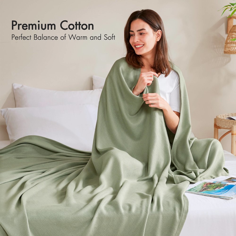 Bamboo Cotton Rayon from Bamboo Cotton Blanket, Sage Green color. Picture 2
