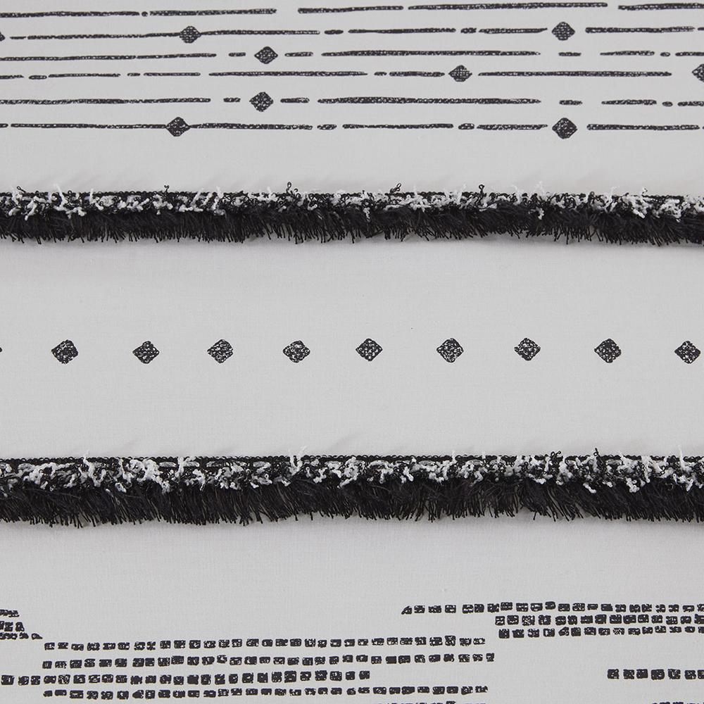 Nea Cotton Printed Comforter Set with Trims, Black/White color. Picture 5
