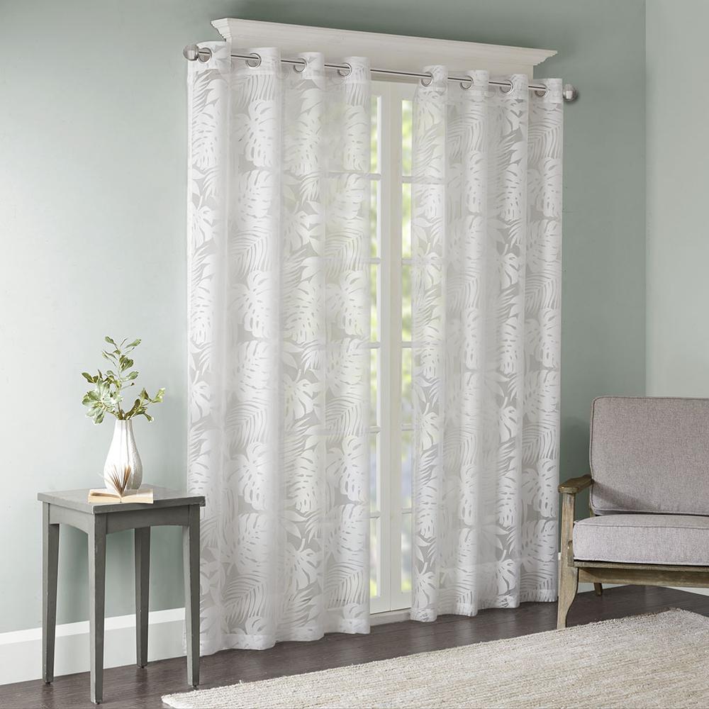 Palm Leaf Burnout Window Sheer. Picture 1