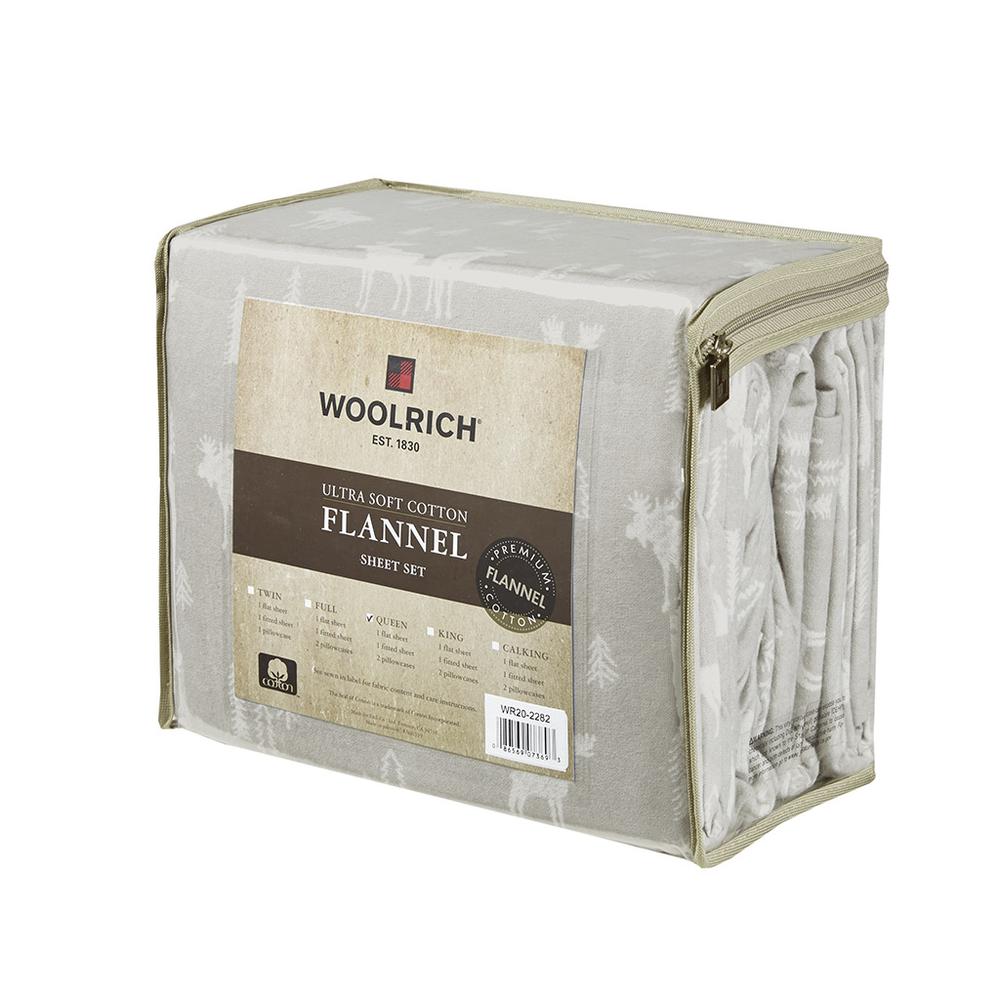 Flannel Sheet Set, Grey Moose color. Picture 5