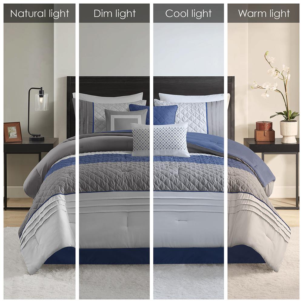 7 Piece Color Block Stripe Comforter Set with Throw Pillows. Picture 4