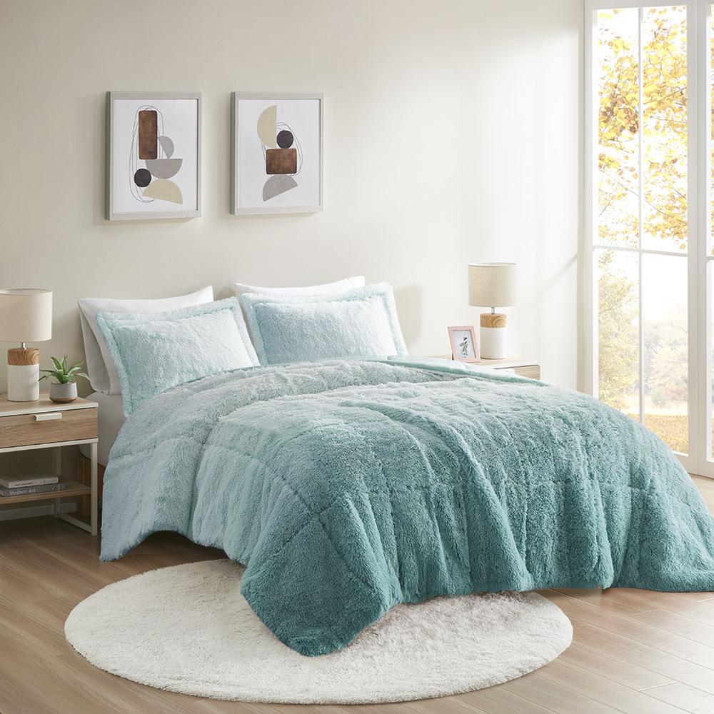 Ombre Shaggy Long Fur Comforter Mini Set. Picture 4