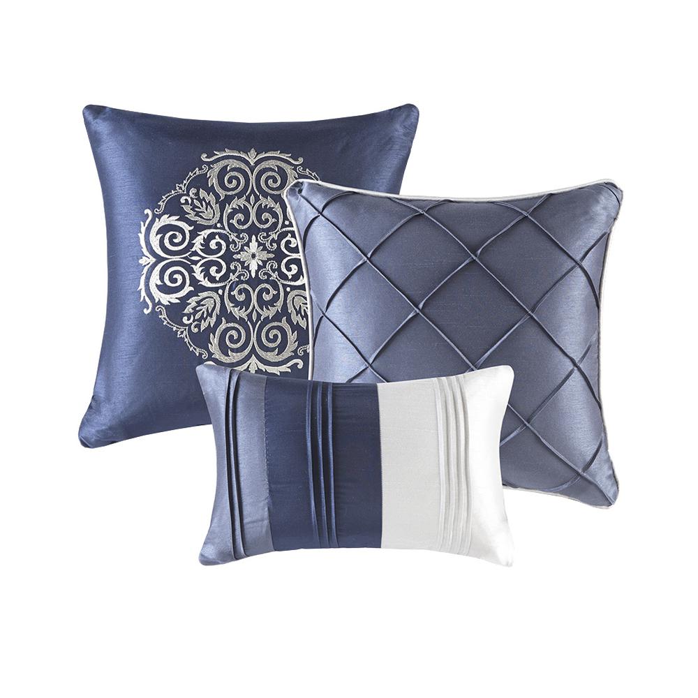 Blaire 7 Piece Comforter Set, Navy color. Picture 2