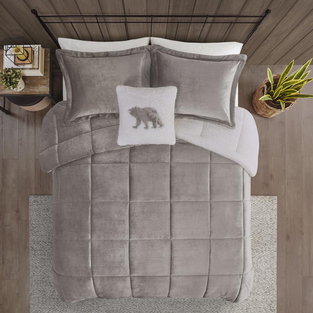 Plush to Sherpa Down Alternative Comforter Set. Picture 3