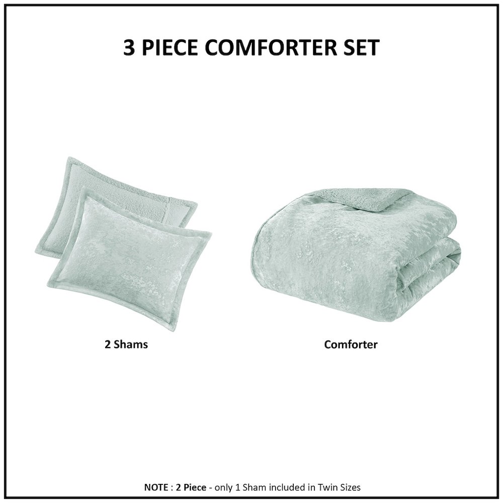 Crushed Velvet Sherpa Reversible Comforter Set. Picture 1