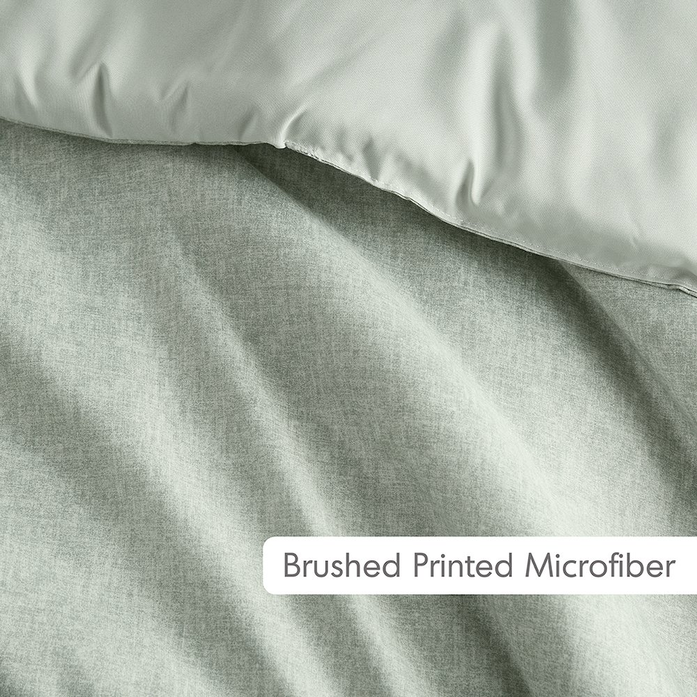 Camden Chambray Print Solid Comforter Set, Sage Green color. Picture 4
