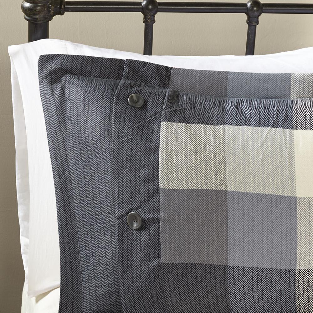 Ridge 7 Piece Herringbone Comforter Set, Grey color. Picture 2