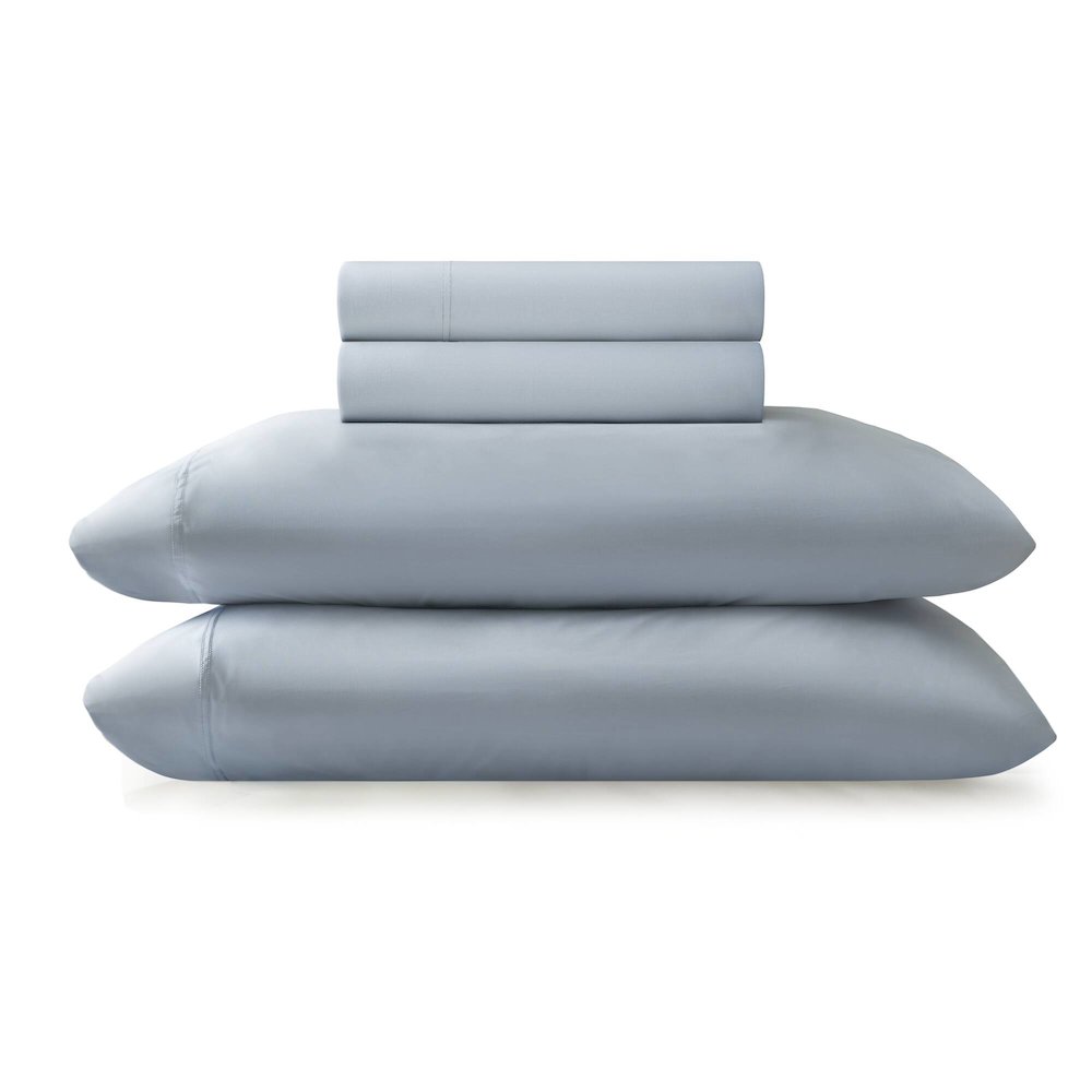 Cooling Stretch Jersey Sheet Set, Blue color. Picture 1