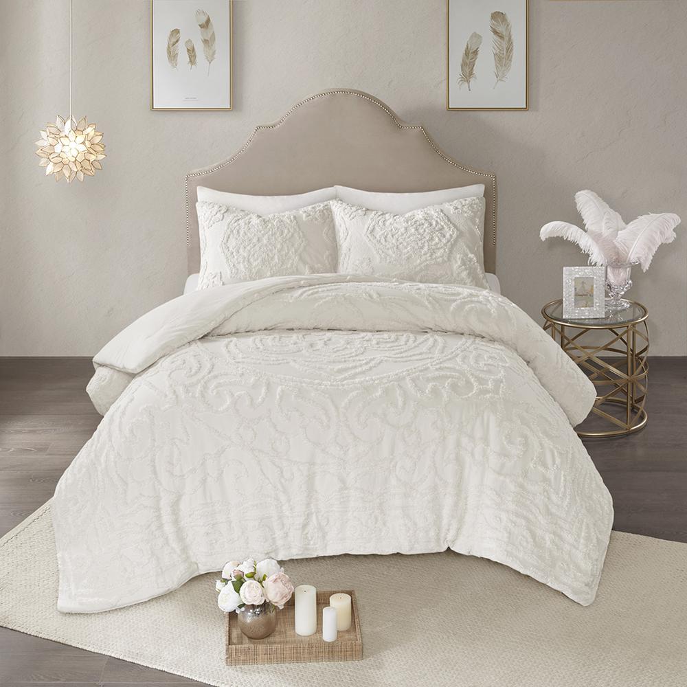 3-Piece Tufted Cotton Chenille Medallion Comforter Set. Picture 5