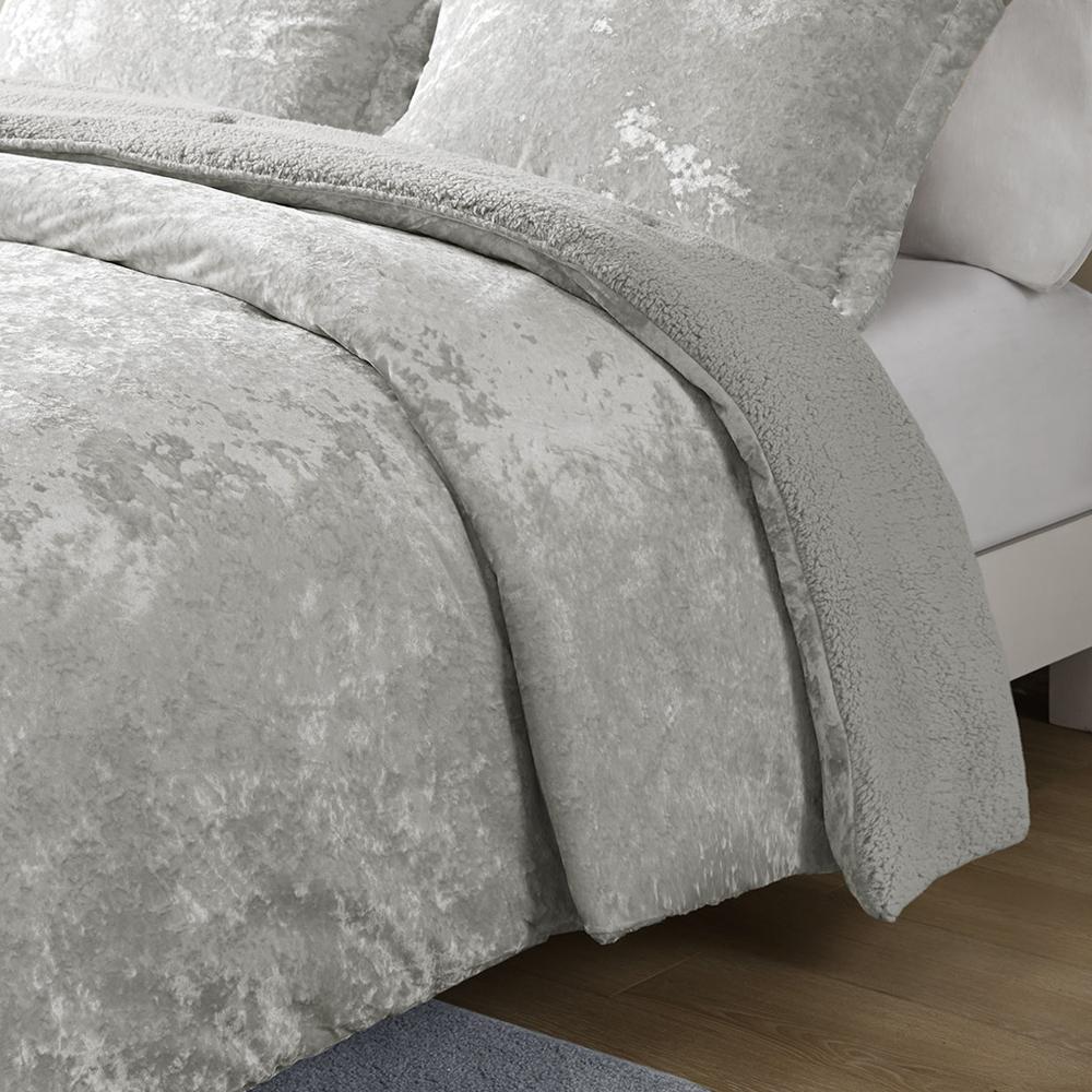 Crushed Velvet Sherpa Reversible Comforter Set. Picture 5