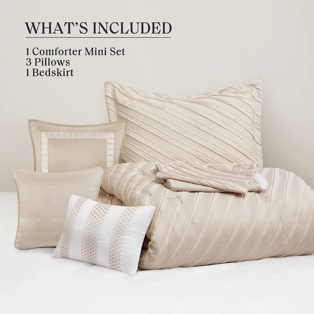 Riva 7 Piece Comforter Set, Beige color. Picture 5