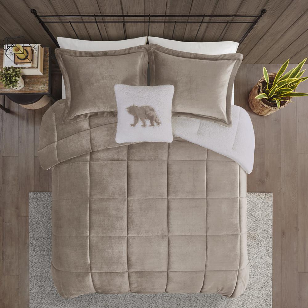 Plush to Sherpa Down Alternative Comforter Set. Picture 2