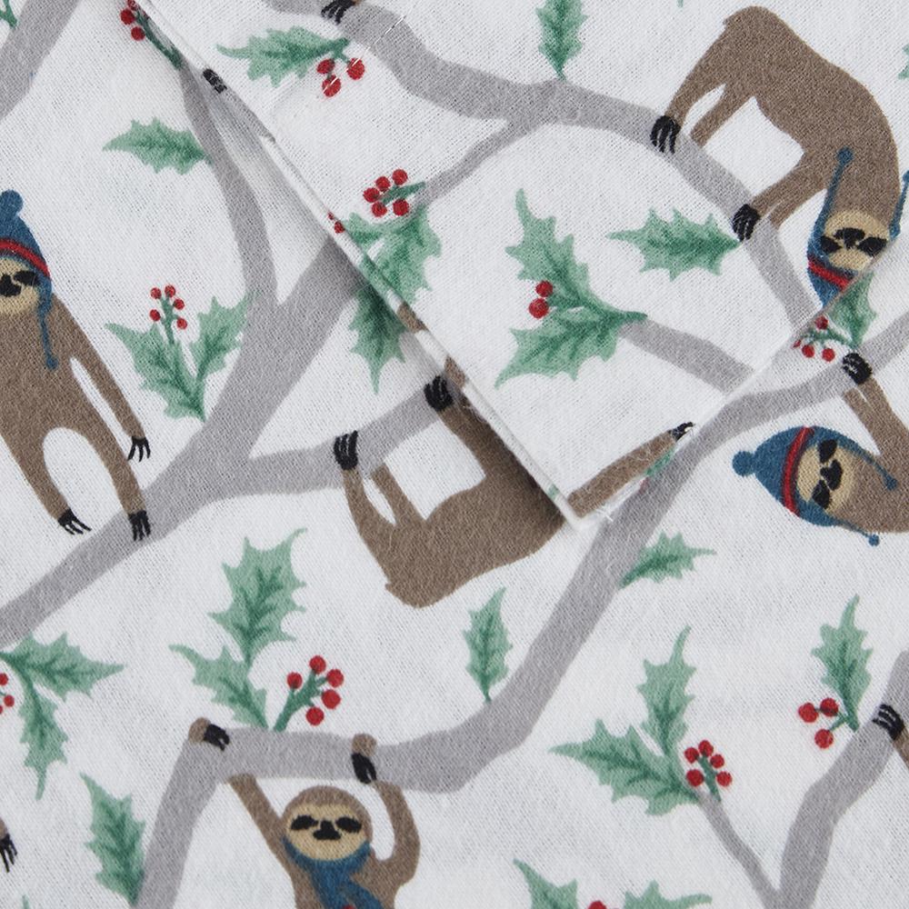 Cozy Flannel Printed Sheet Set, Multi Sloth color. Picture 5