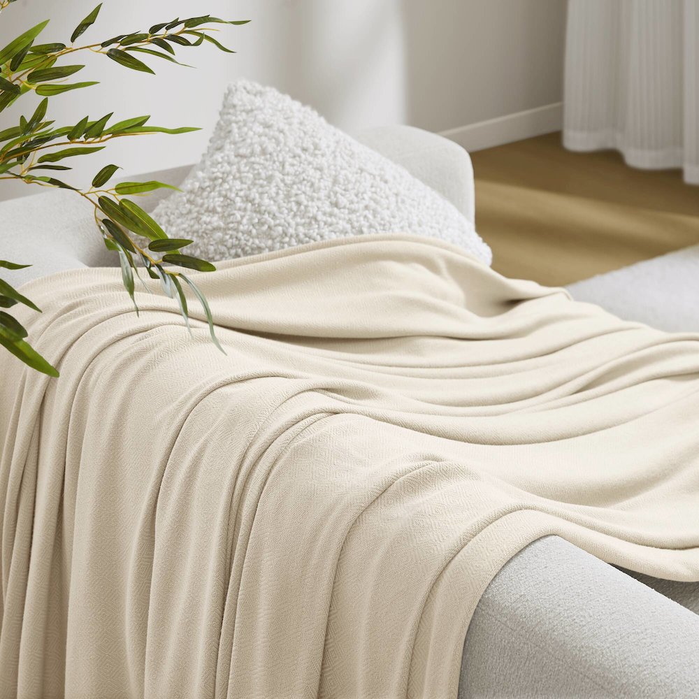 Bamboo Cotton Rayon from Bamboo Cotton Blanket, Ivory color. Picture 5