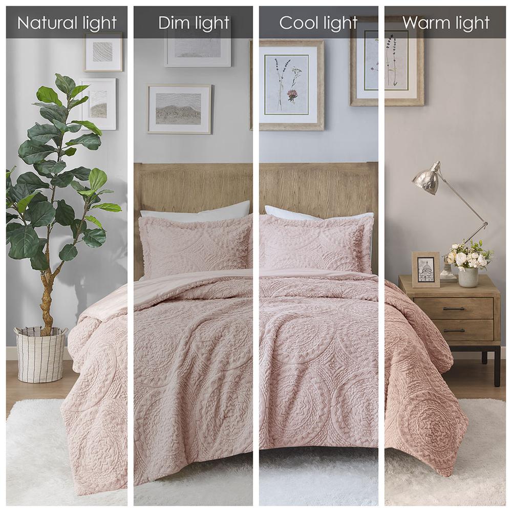 Embroidered Medallion Faux Fur Ultra Plush Comforter Mini Set. Picture 1